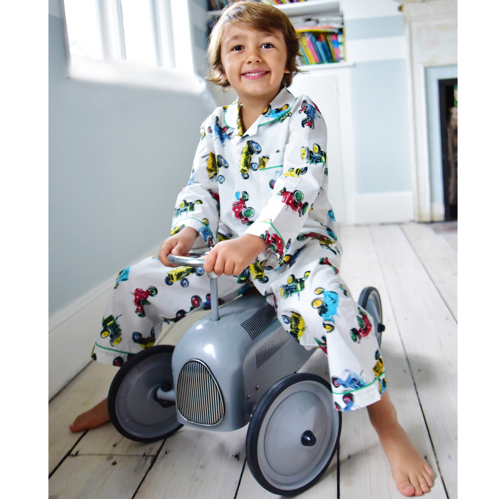 Bertie Boys Traditional Tractor Print Pyjamas Bertie Boys Traditional Tractor Print Pyjamas