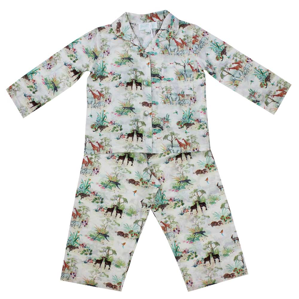 Vintage Jungle Print Long Sleeve Girls Pyjamas Vintage Jungle Print Long Sleeve Girls Pyjamas
